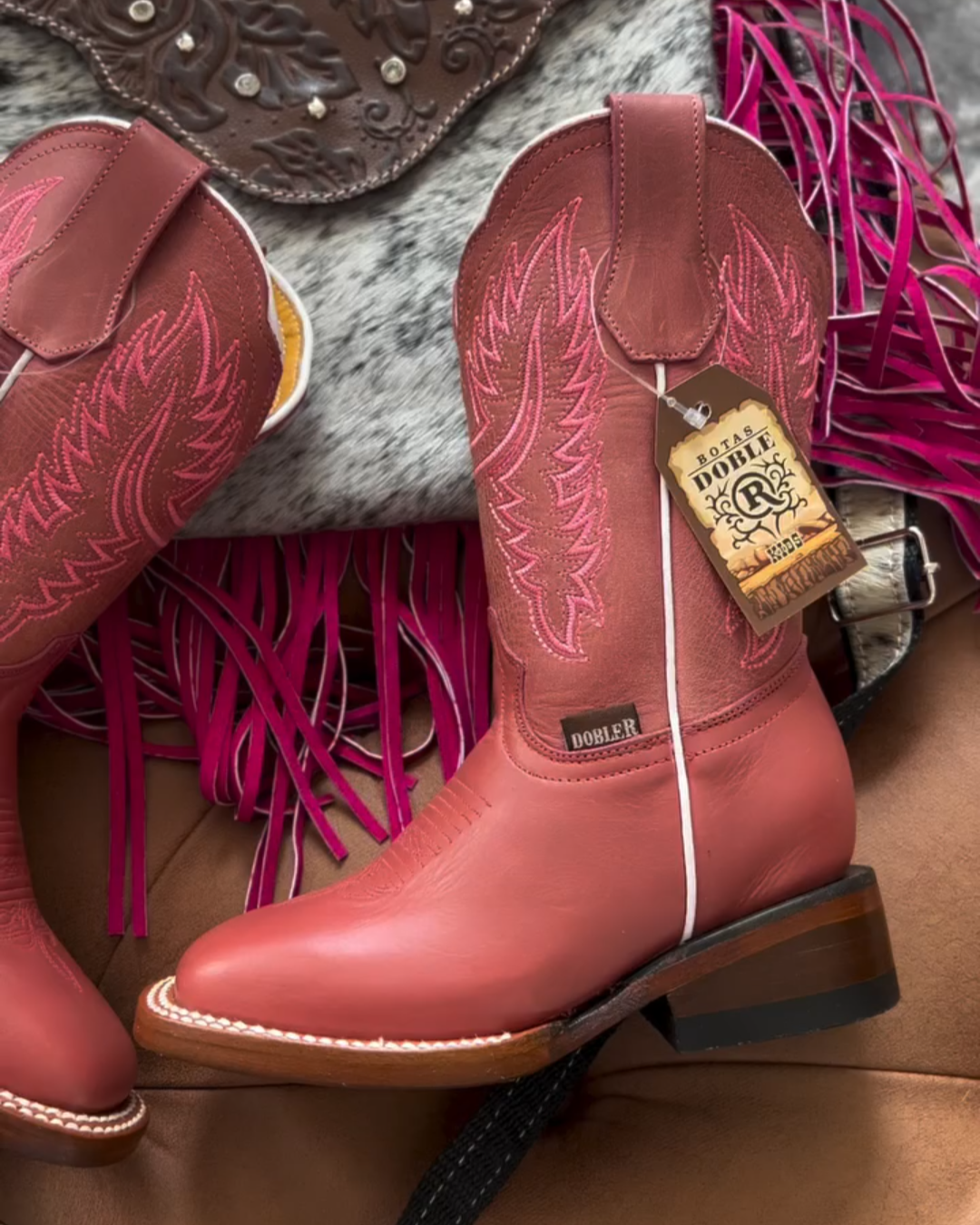 Pink Embroidered Western Cowboy Boots