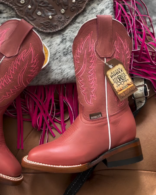 Pink Embroidered Western Cowboy Boots