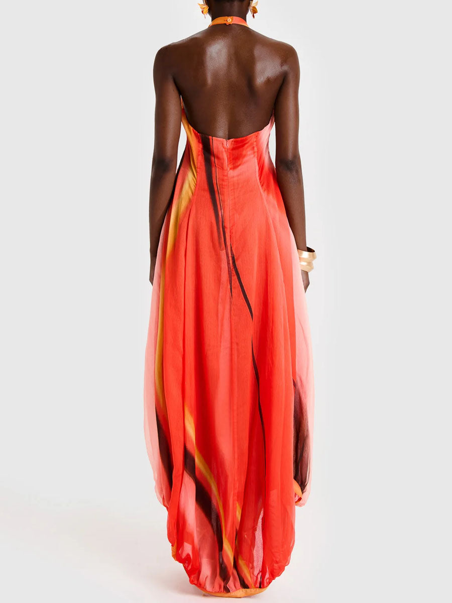 Asymmetric Hem Printed Maxi Dress（Buy 2  free shipping💥）