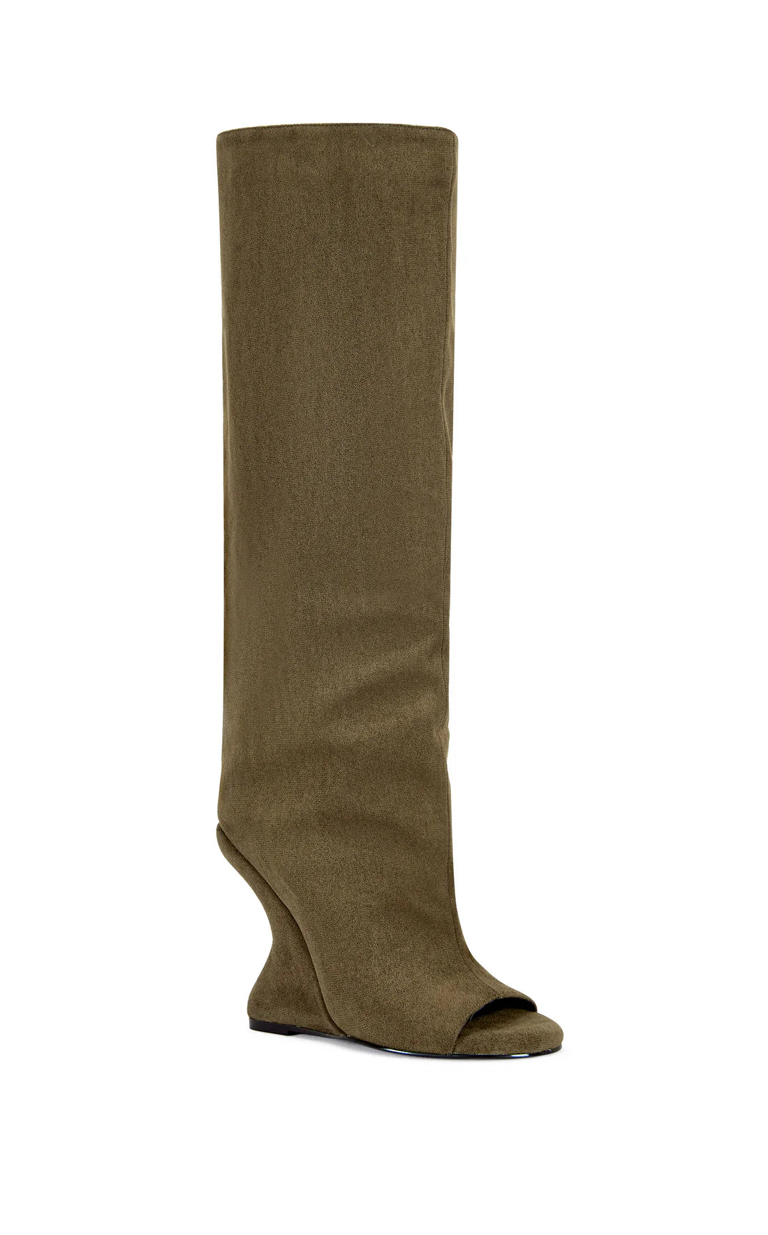 Suede Sculpted Heel Peep Toe Boots