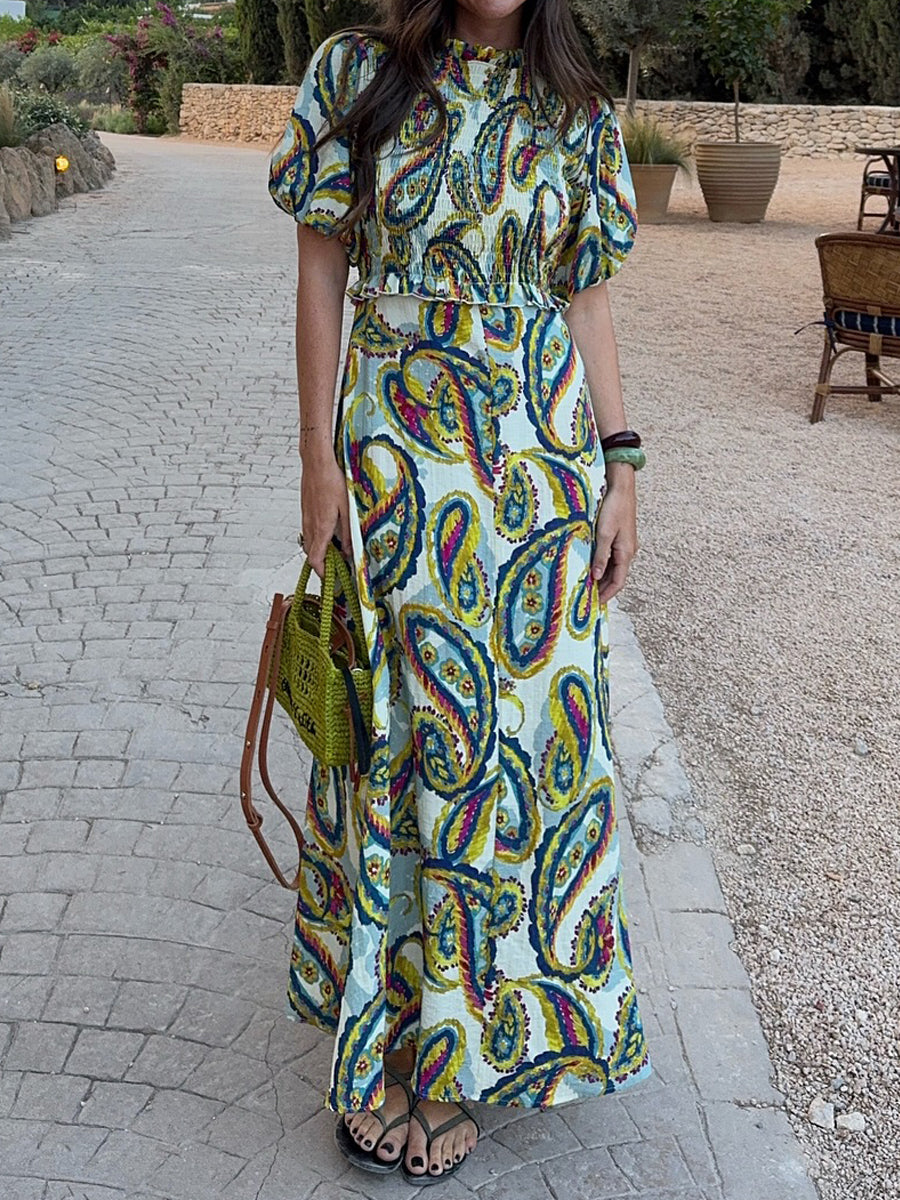 Printed Open Back Maxi Dress