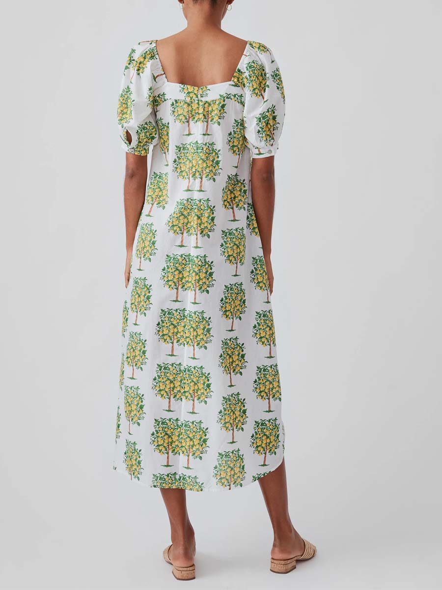 Floral Print Square Collar Dress