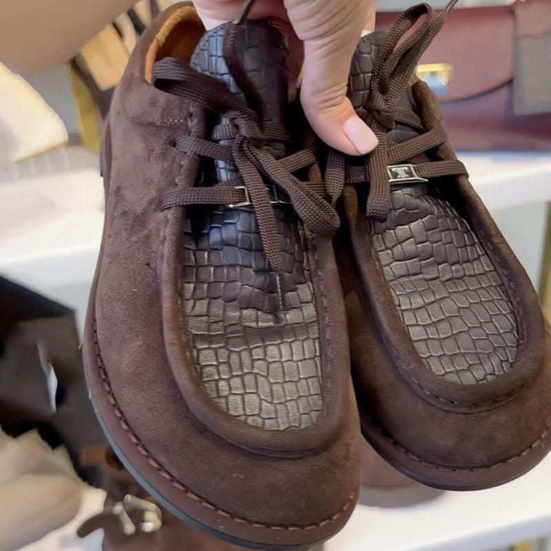 Round Toe Retro Flat Lace-Up Loafers