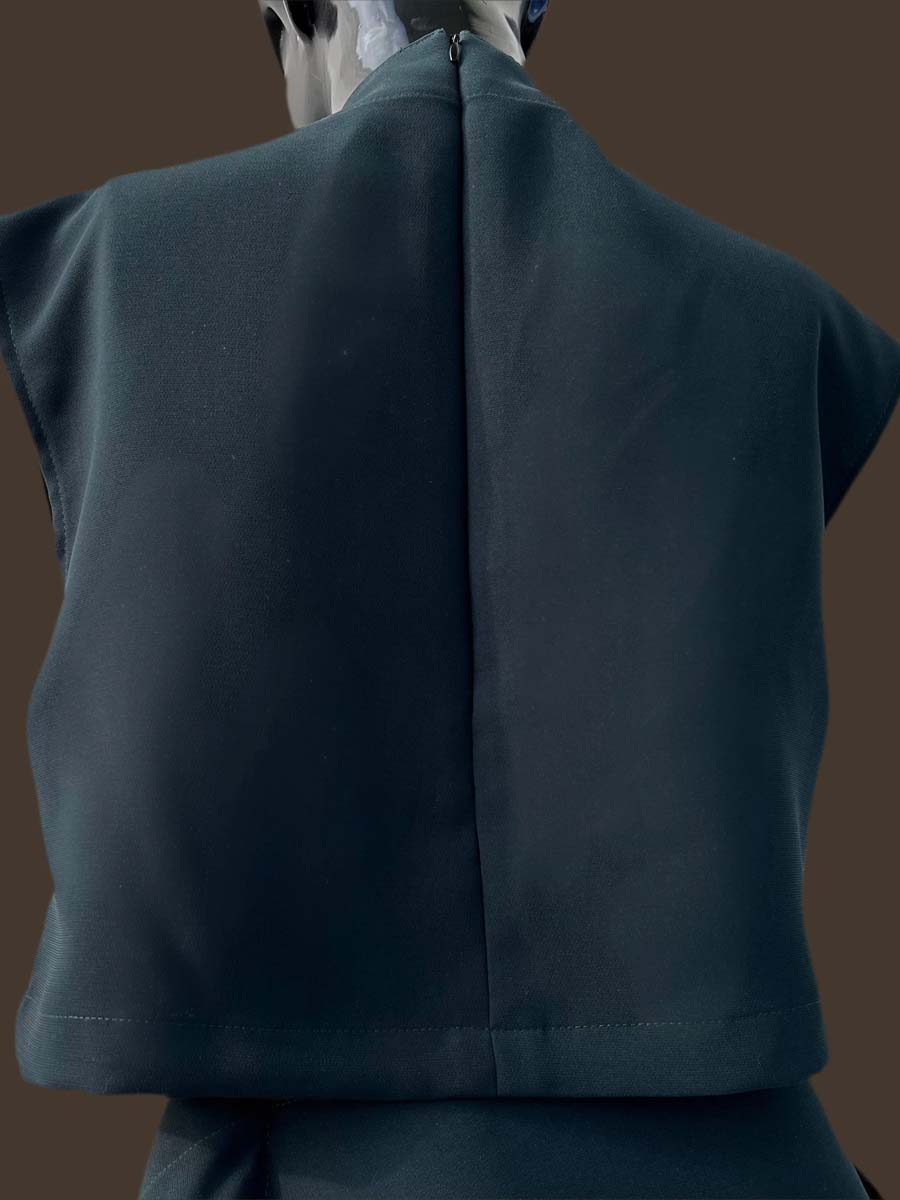 Monk Neck Irregular Two Pieces Dress