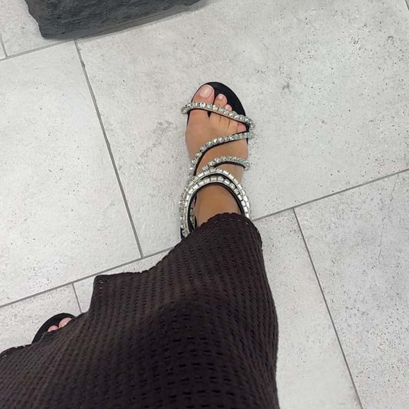 Rhinestone Sparkle Flat Sandals