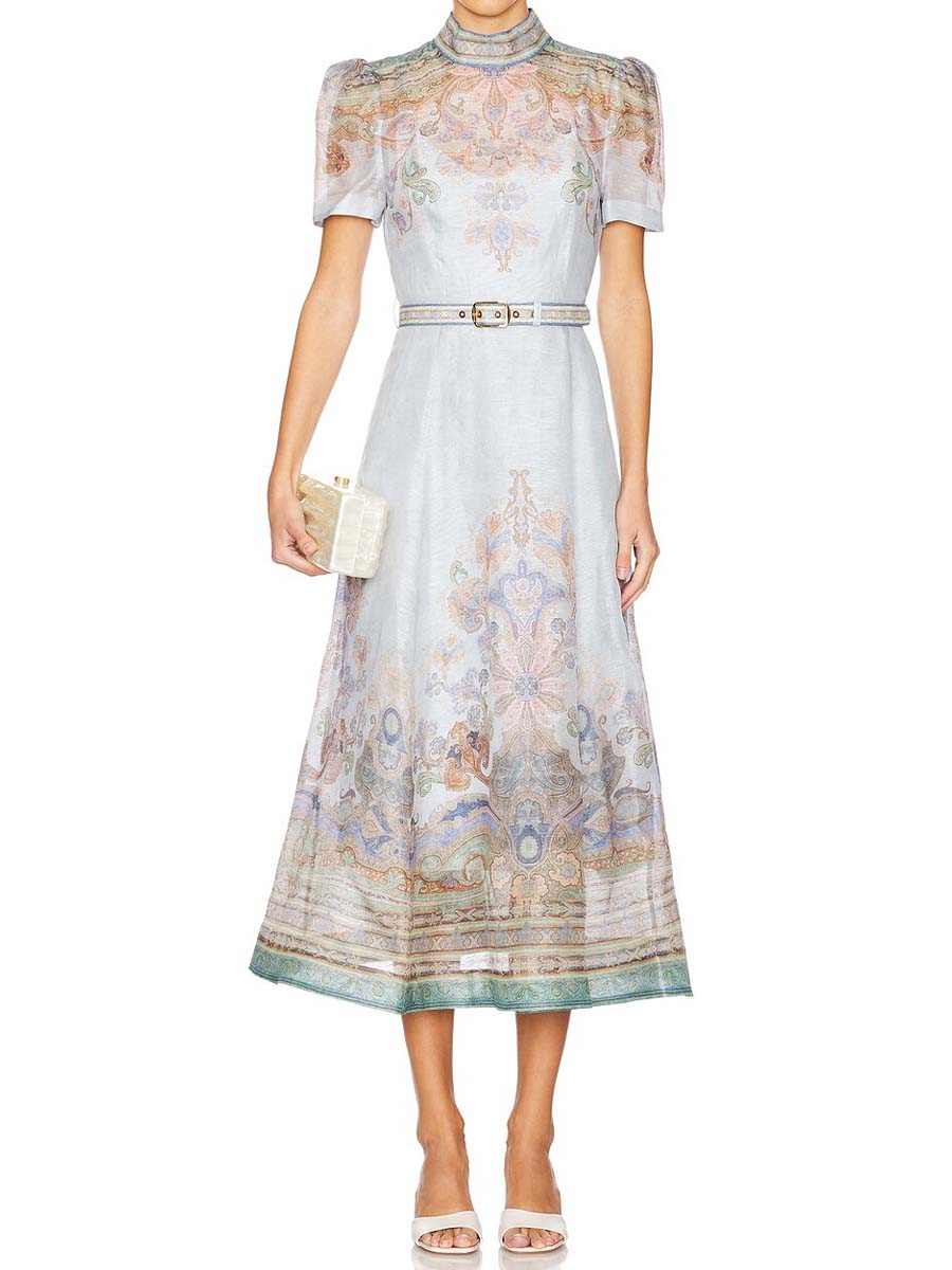 Elegant Short Sleeve Printed Dress