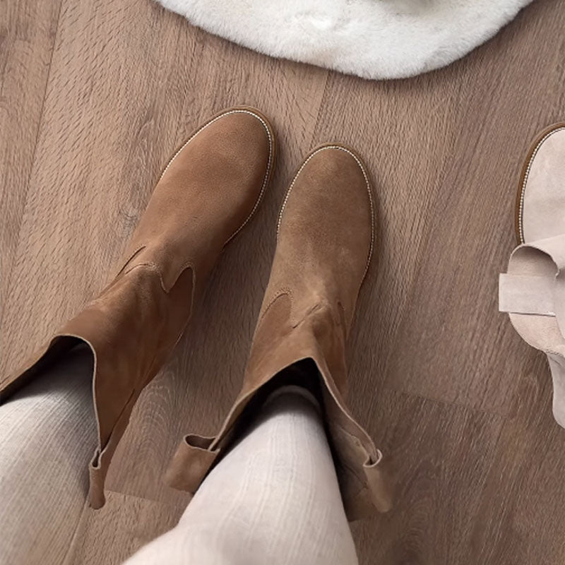 Comfortable Flat Frosted Leather Boots