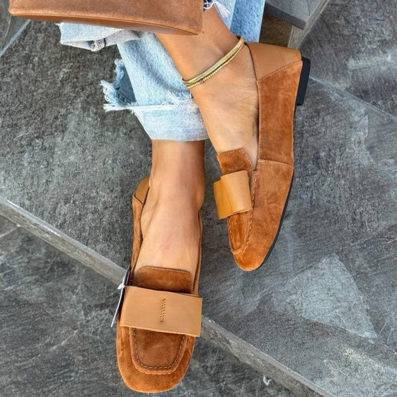 Frosted Flat Square-toed Loafers