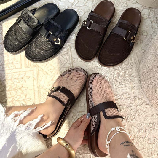 Breathable Baotou Half Slippers Mesh Slip-on Sandals