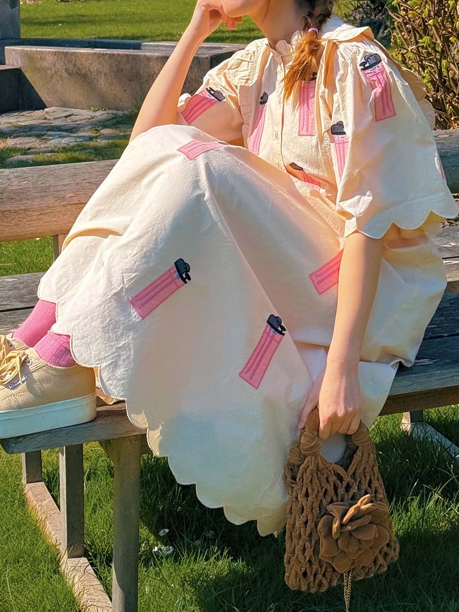 Ruffled Loose Printed Maxi Dress