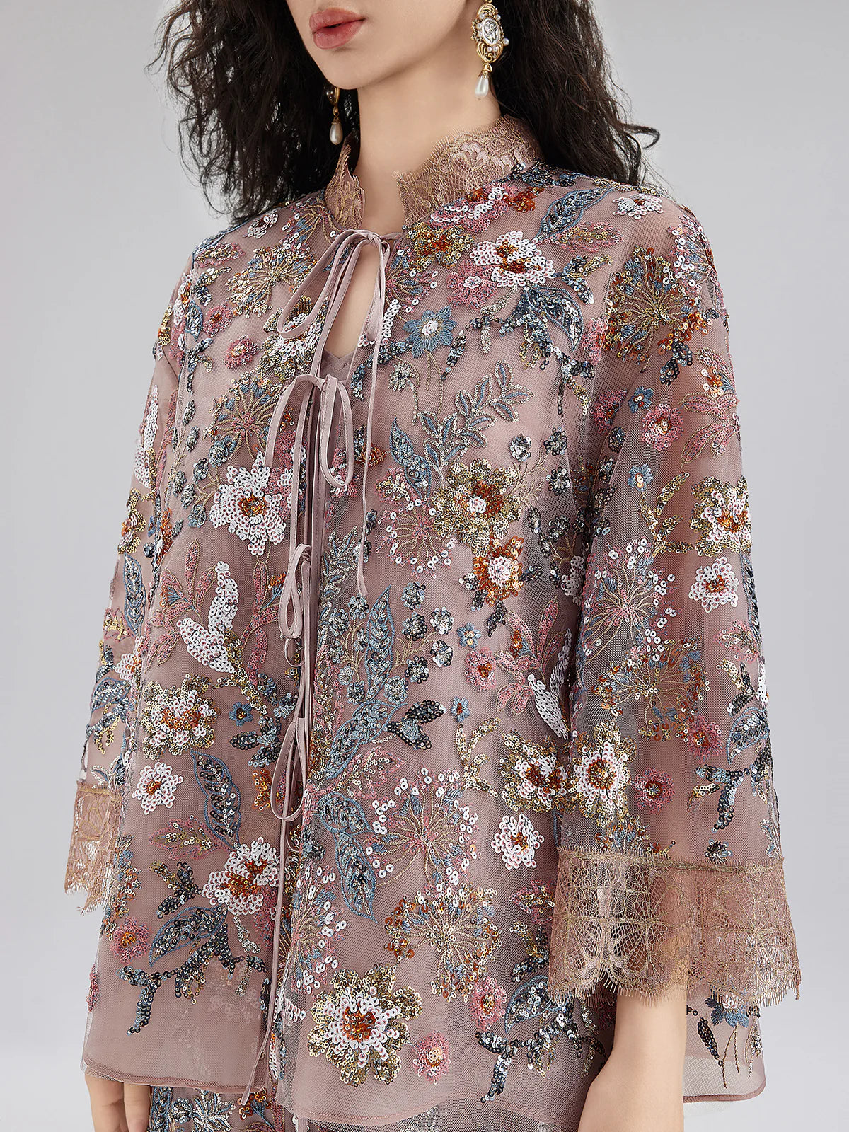 Floral Embroidered Lace Co - ord Set（Free shipping on a whole set of clothes💥）