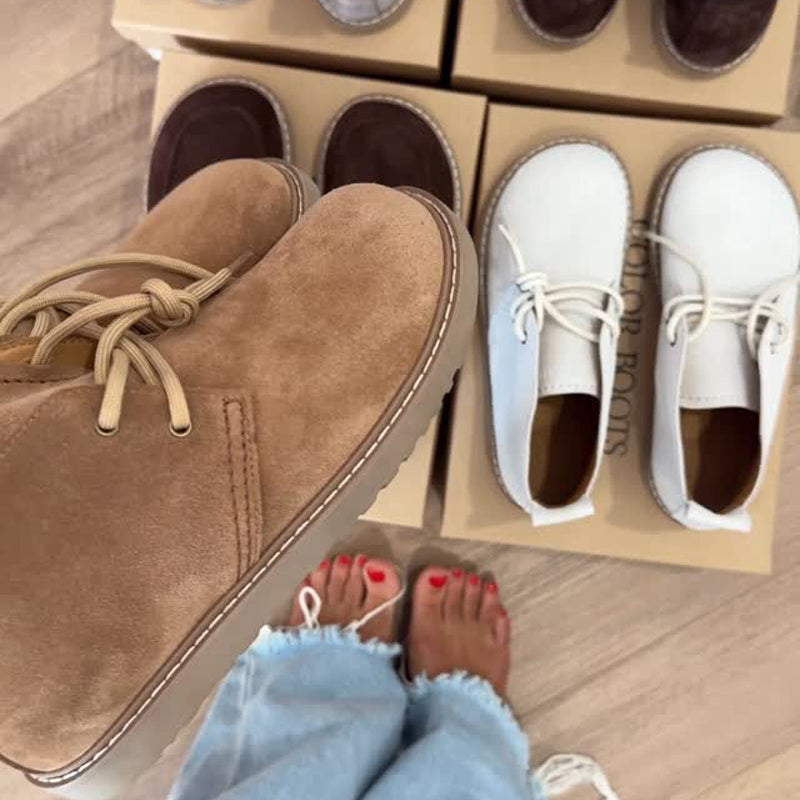 Flat Lace-Up Suede Pumps