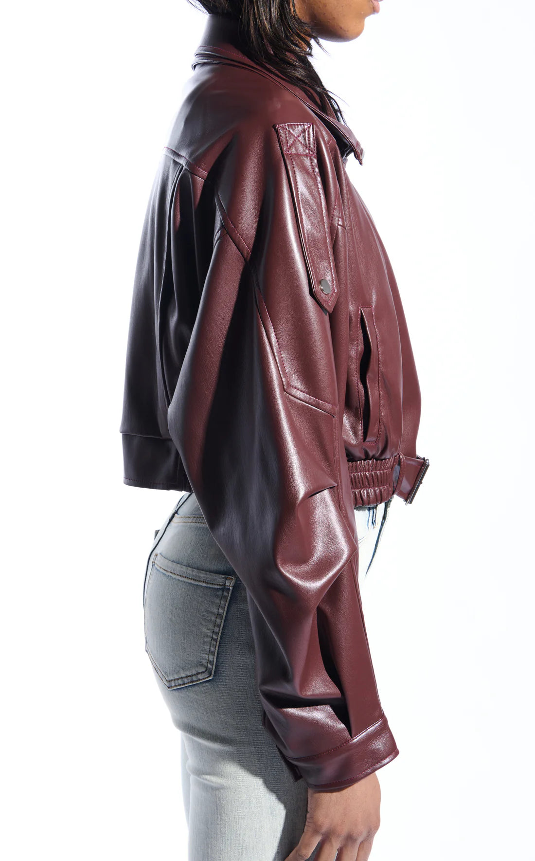 Cropped Faux Leather Moto Jacket