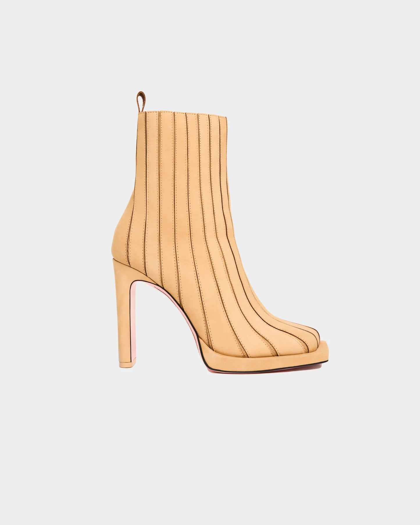 Ribbed Square Toe Ankle Boots