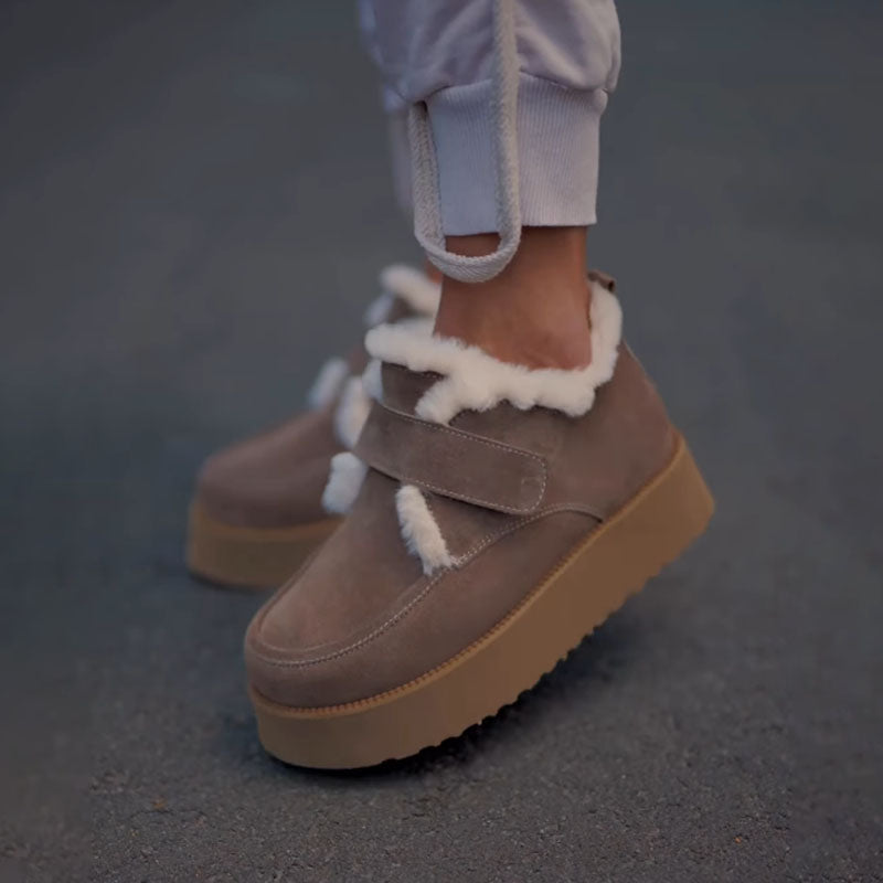 Platform Fleece-lined Velcro Snow Boots
