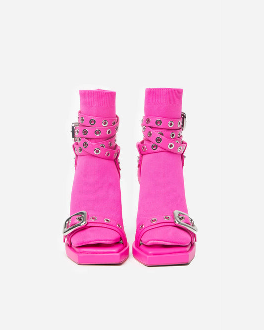 Buckle Strap Sock High Heels