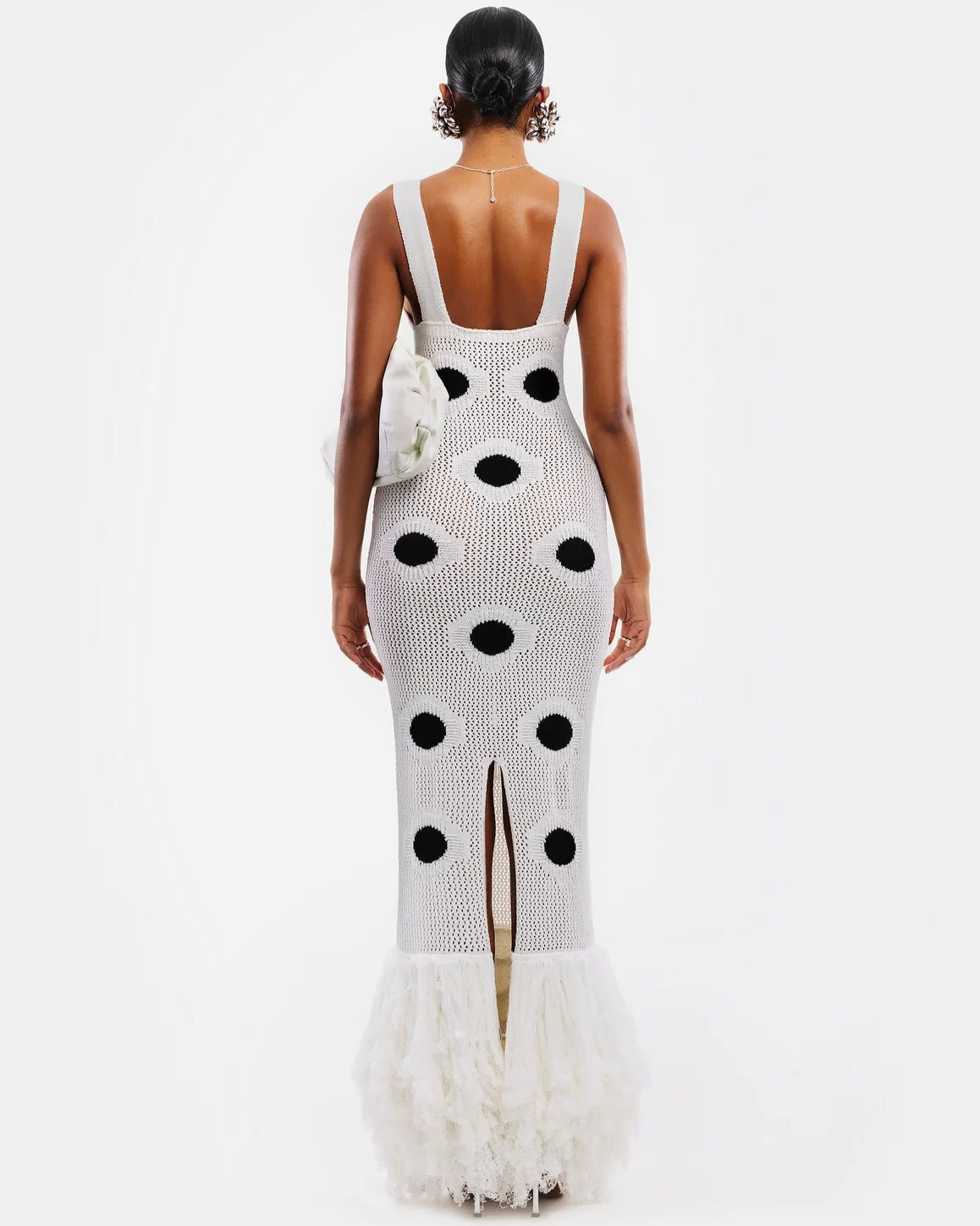 Fringe Hem Deep V Neck Cutout Dress