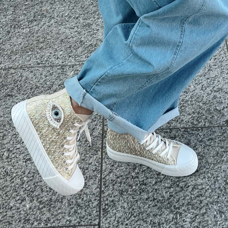 Pearl-Decorated Sneakers