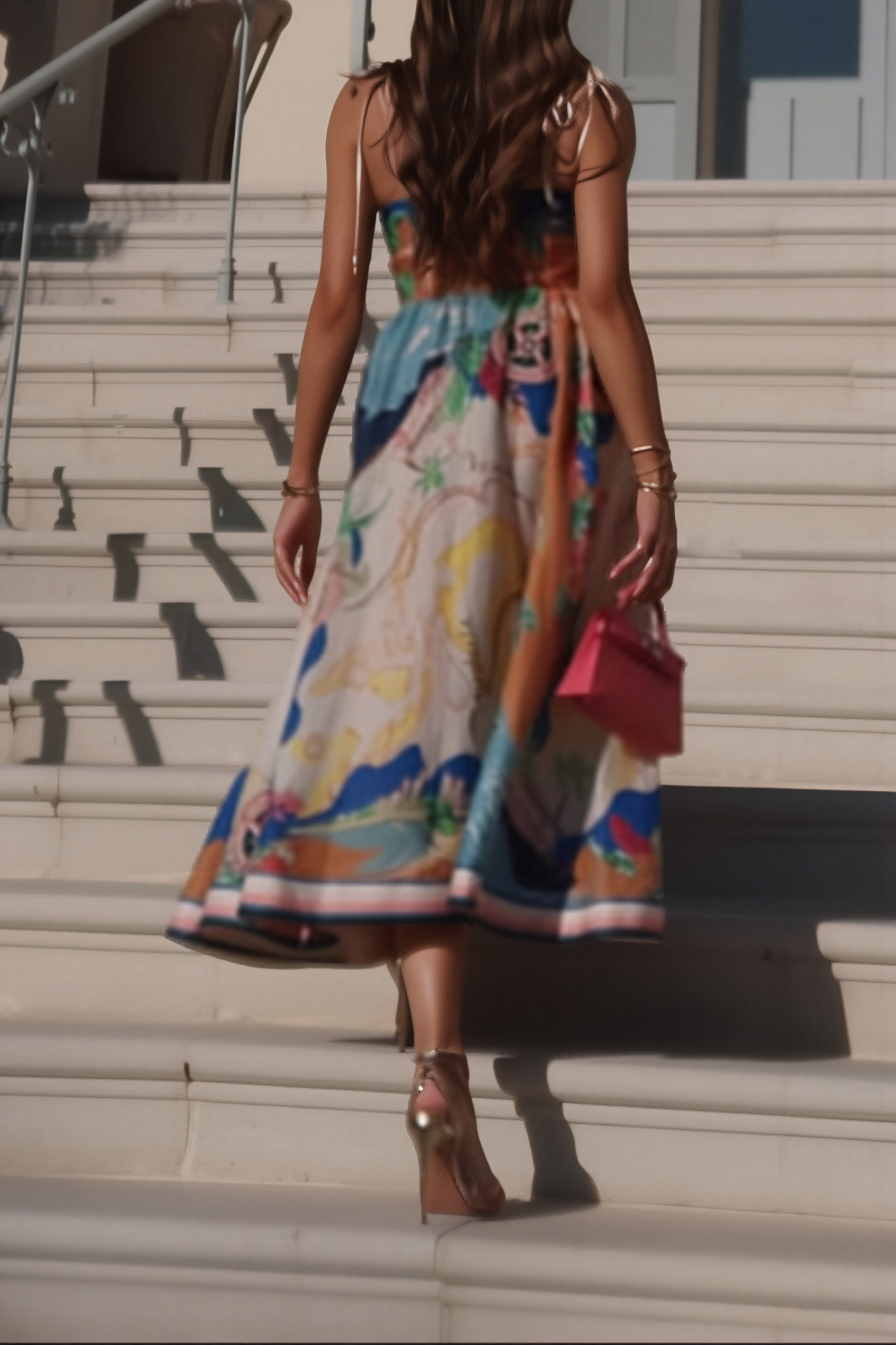 Chromatic Strappy Column – Silk-Traced Reverie