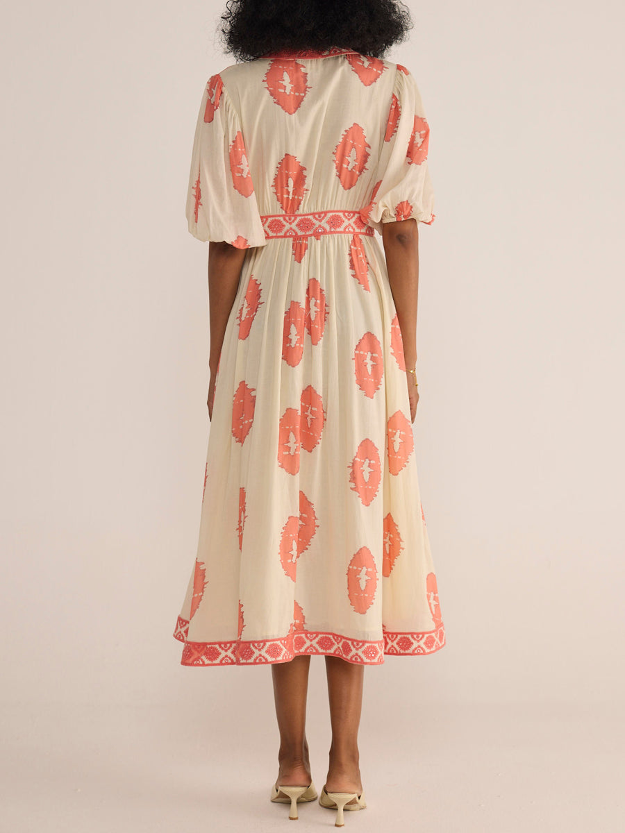 Printed Belted V Neck Wrap Dress