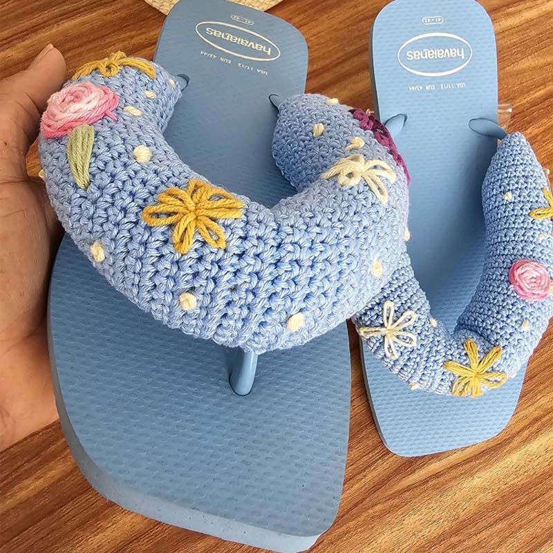 Knitted Crocheted Flat Flip-flops