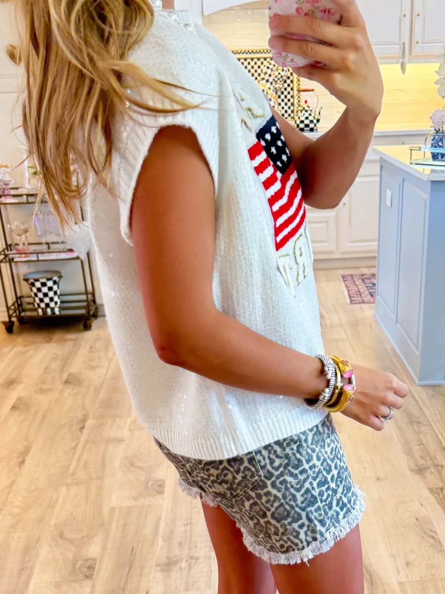 Sequin Patchwork Sweater Vest Top