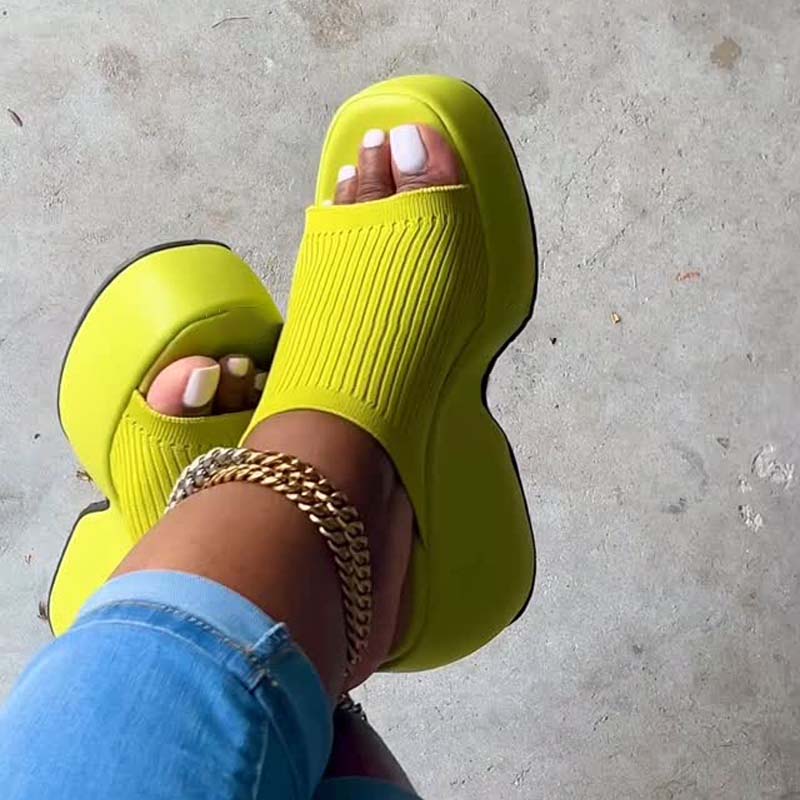 Wedge Thick Bottom Fashion Comfortable Knitted Slippers