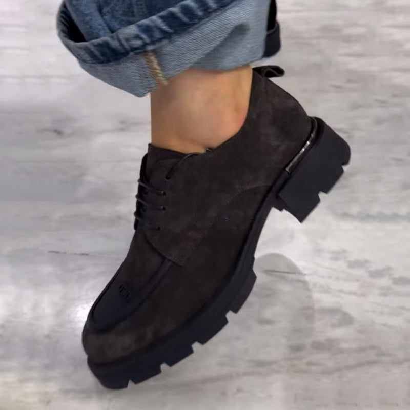 Round-toe Lace-up Platform Loafers