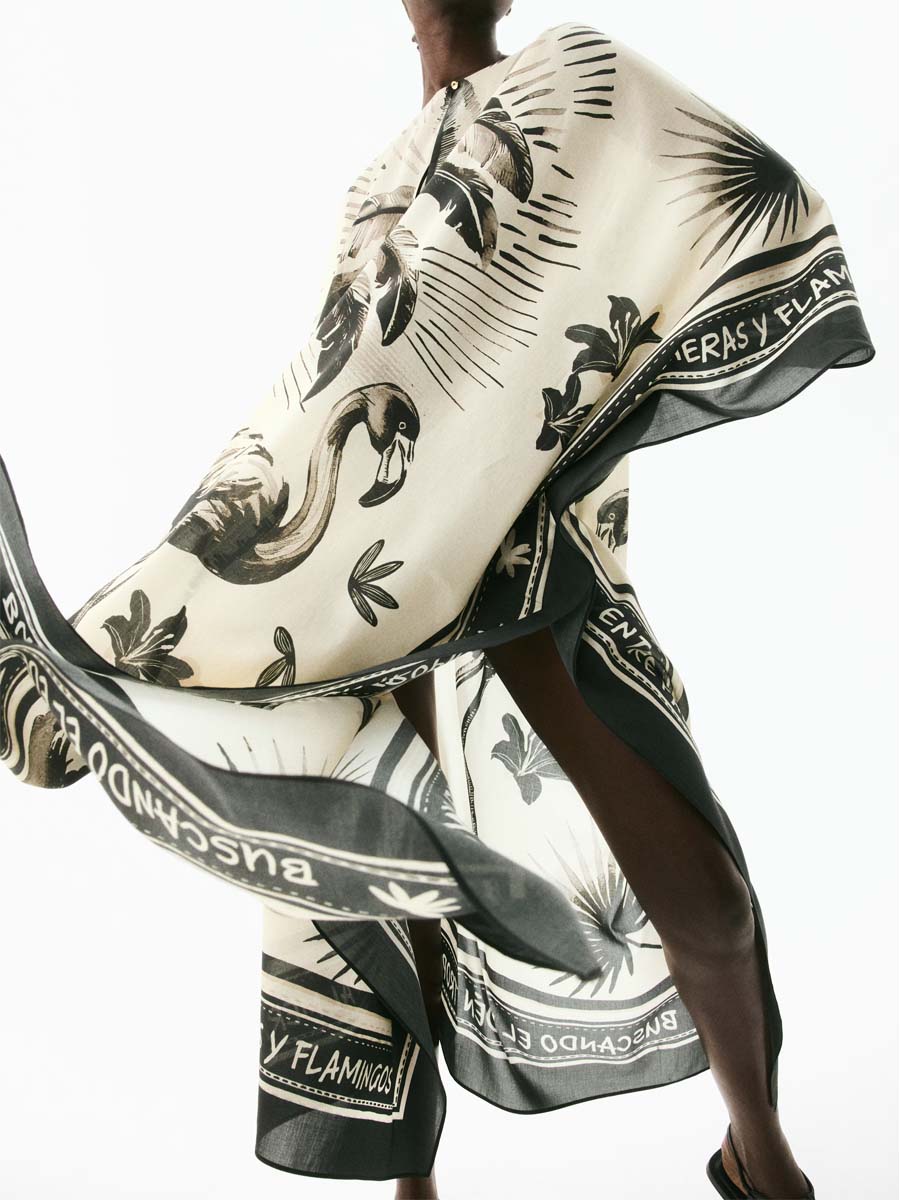 Oversize Printed Slit Hem Maxi Dress