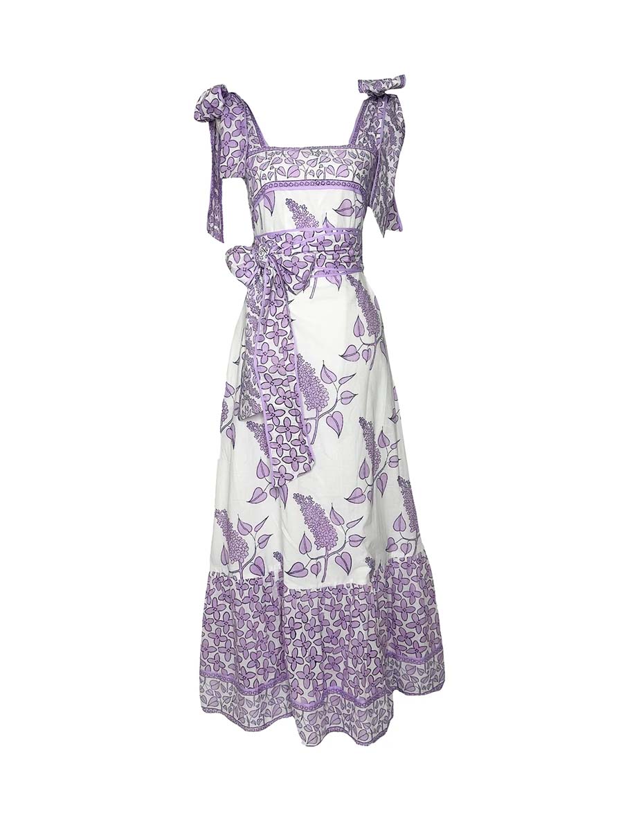 Floral Print Bow Slip Dress