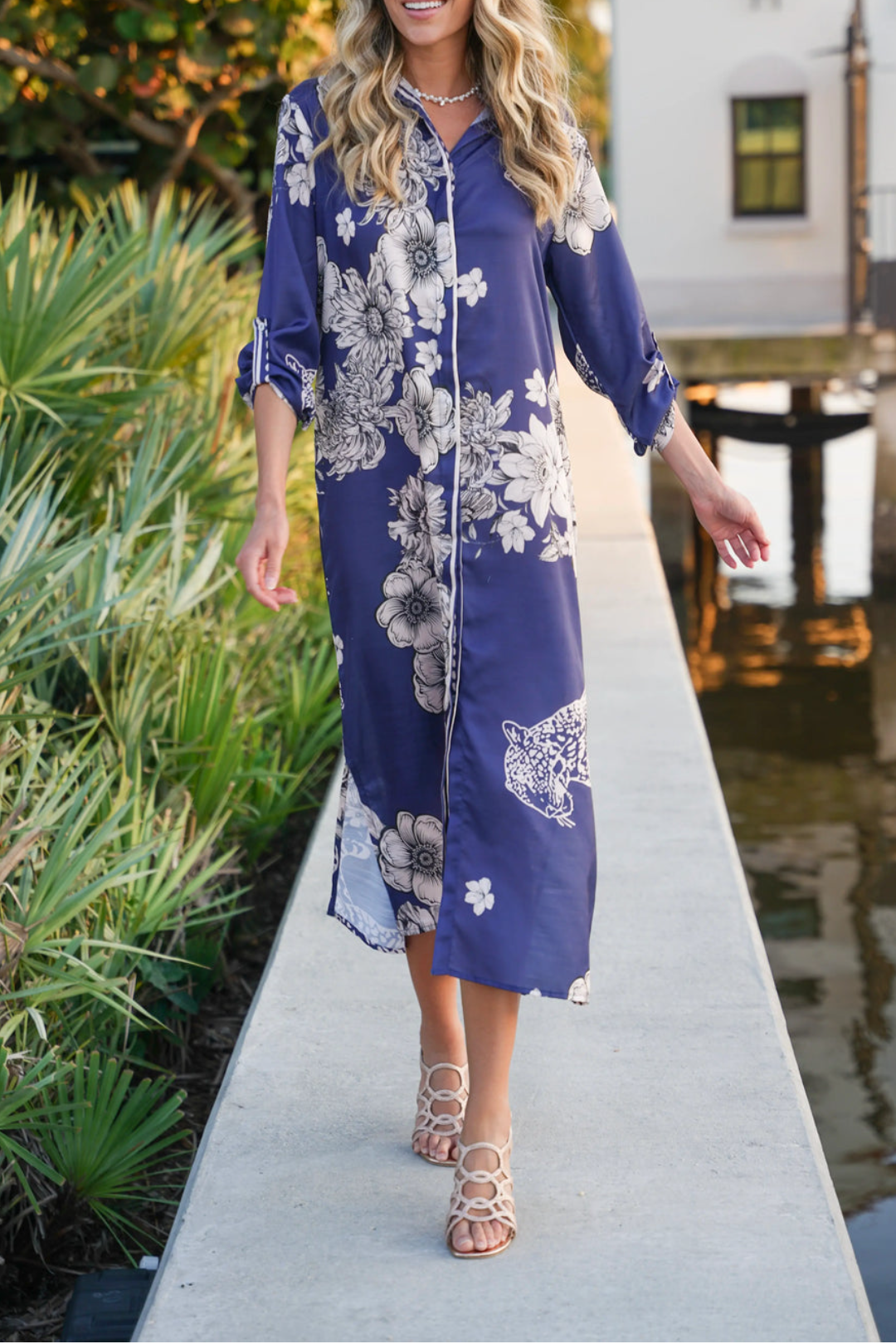 French Print Elegant Dress