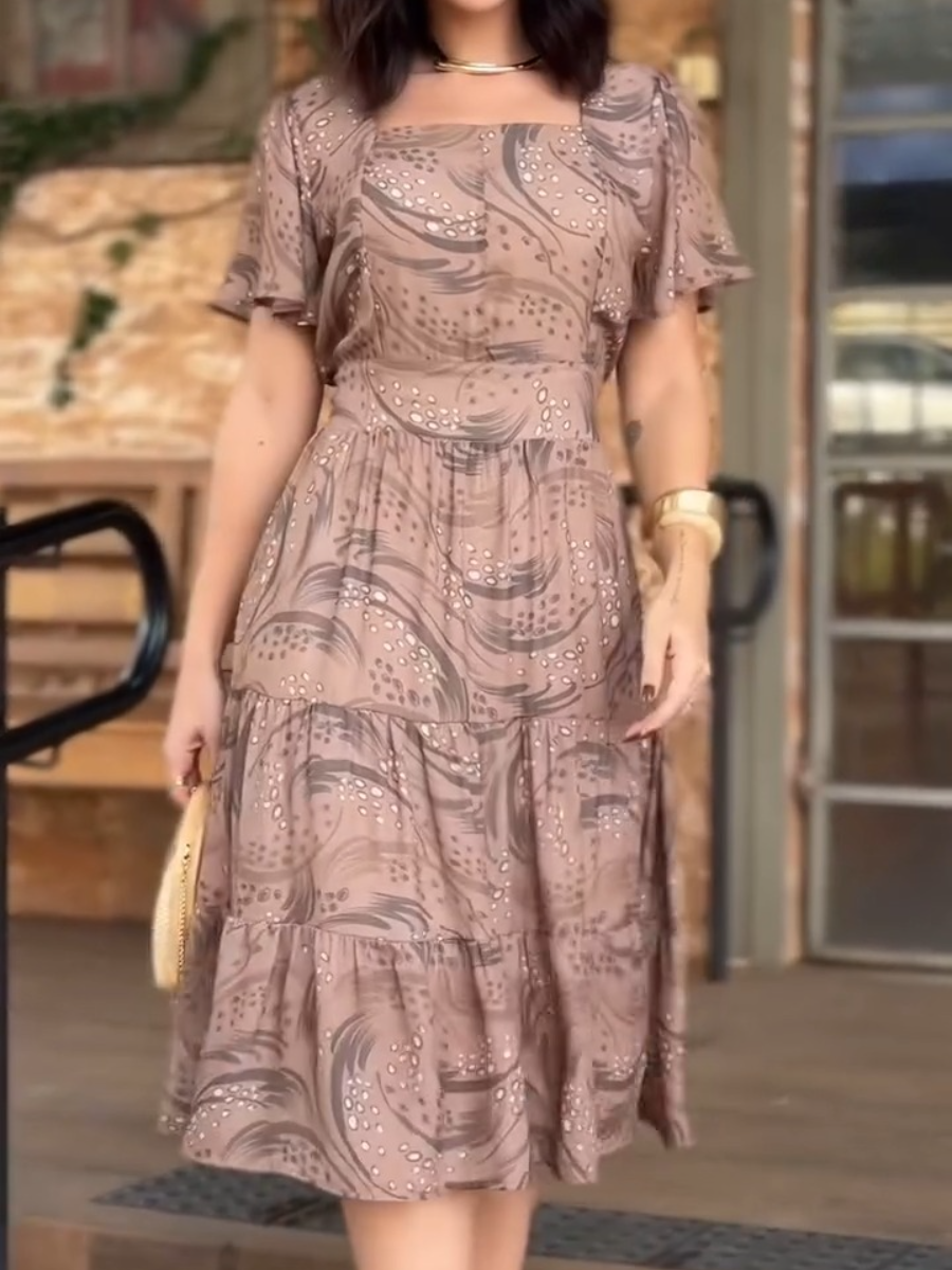 (⏰New Arrivals Promotion $15 OFF) Classic Print Pleated Midi Dress