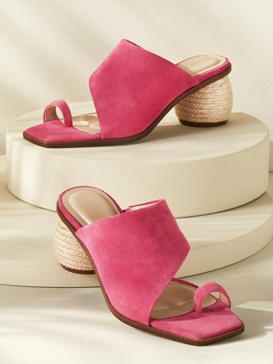 Suede And Jute Square Toe Shoes