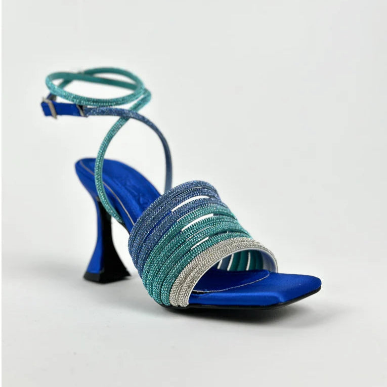 Blue Gradient Rhinestone Square - Toe Heels