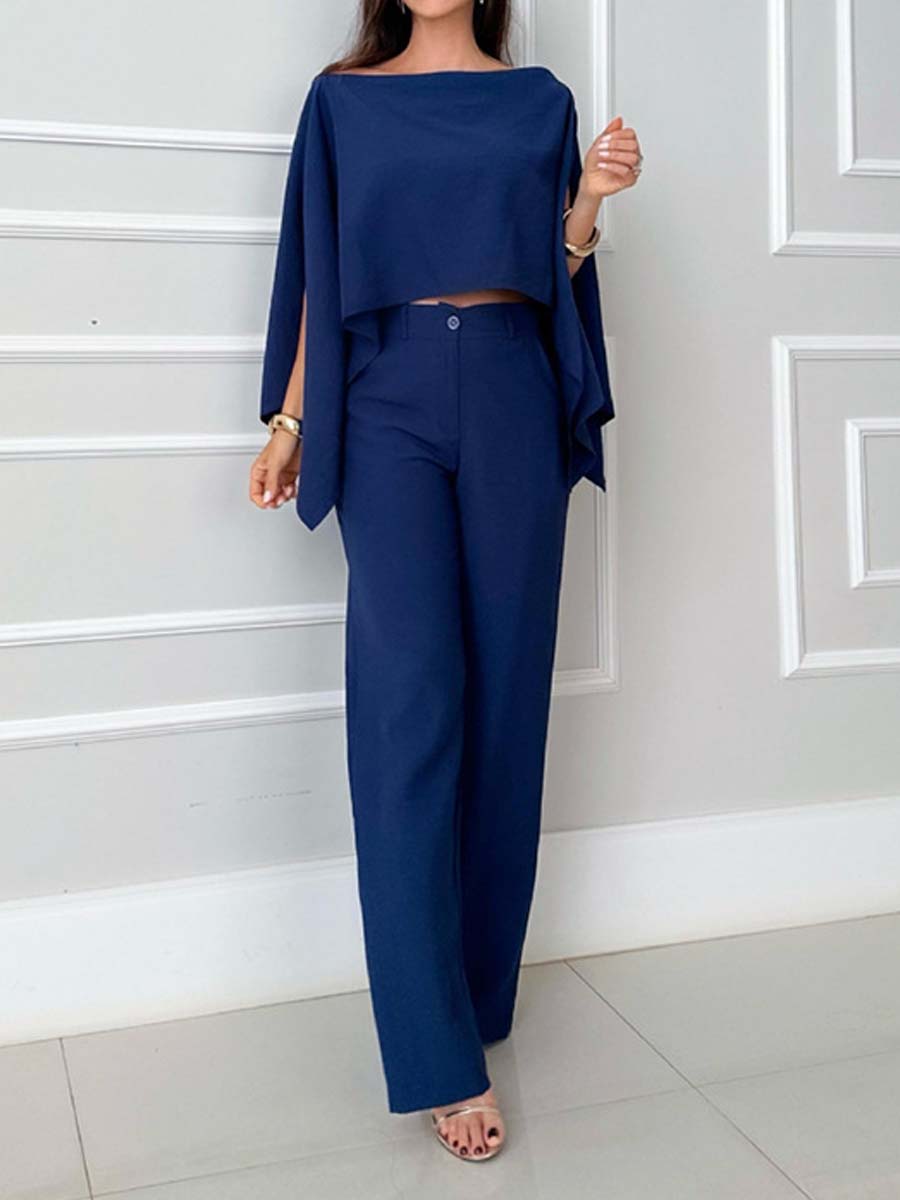 Skew Neck Pockets Two Pieces Set