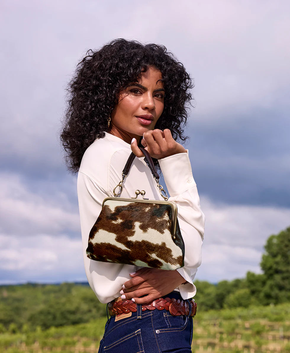 Cow Print Frame Handbag