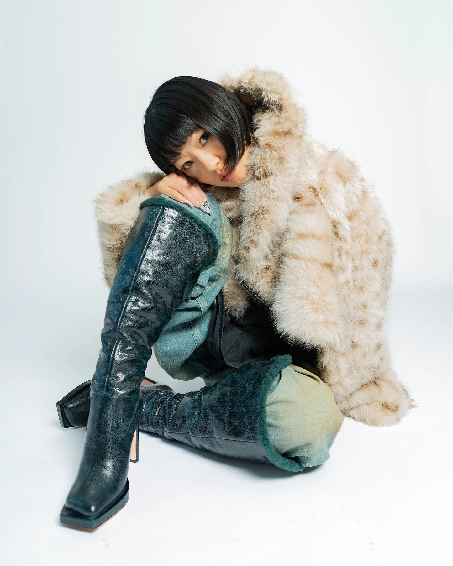 Convertible Shearling Knee High Boots