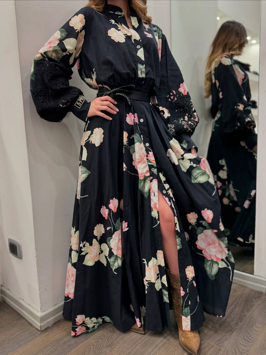 Floral Print Long Sleeve Maxi Dress