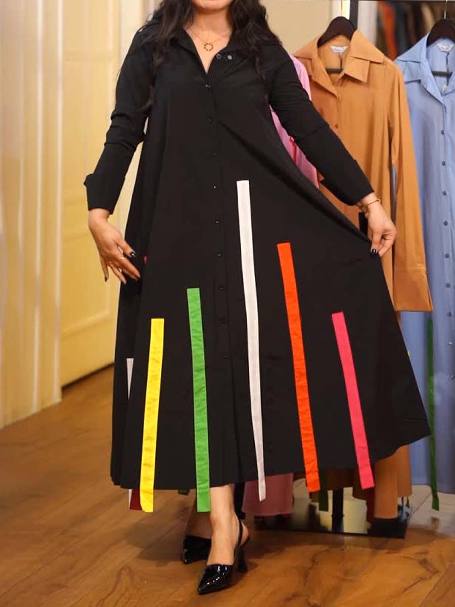 Loose Striped Colorful Shirt Dress