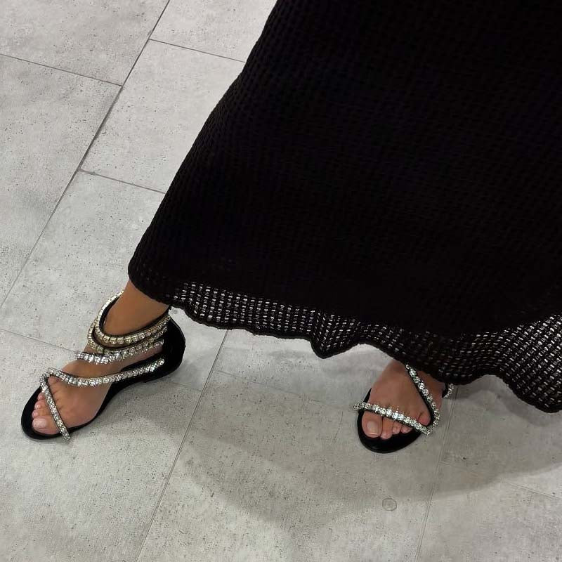 Rhinestone Sparkle Flat Sandals