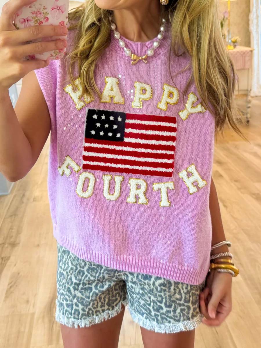 Sequin Patchwork Sweater Vest Top