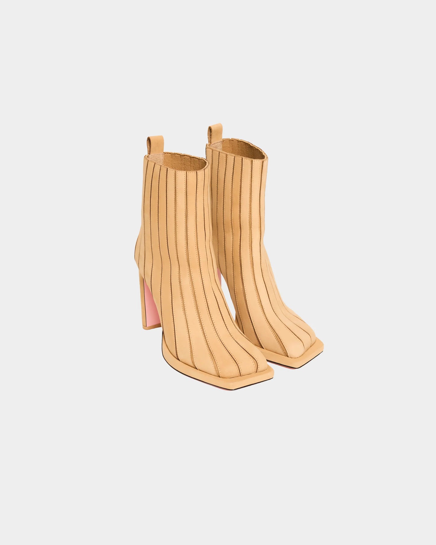 Ribbed Square Toe Ankle Boots