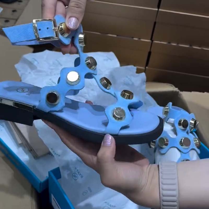 Metal Studded Flat Sandals