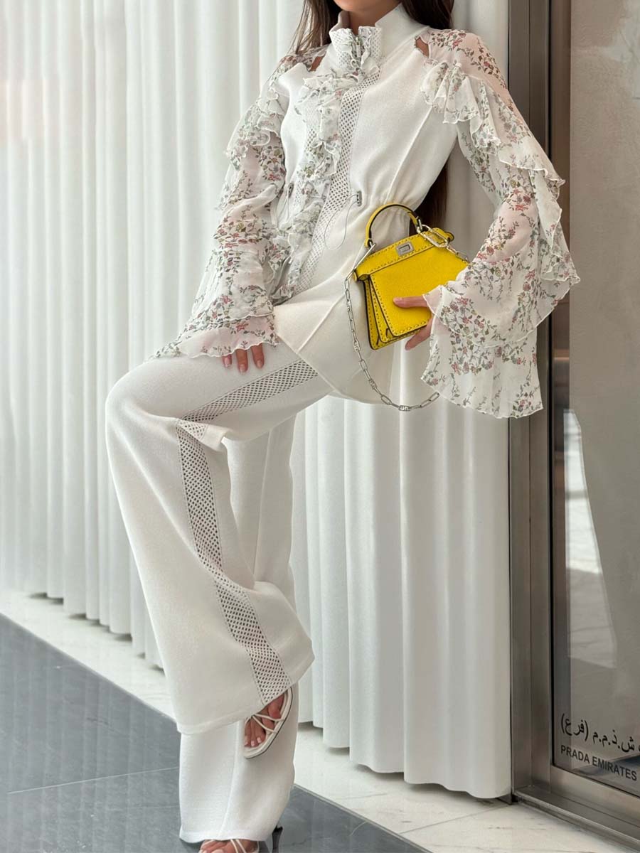 Floral Print Ruffled Two Pieces Set