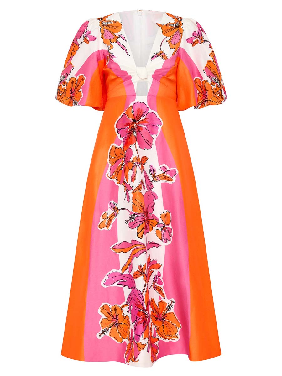 Floral Print Knotted Midi Dress