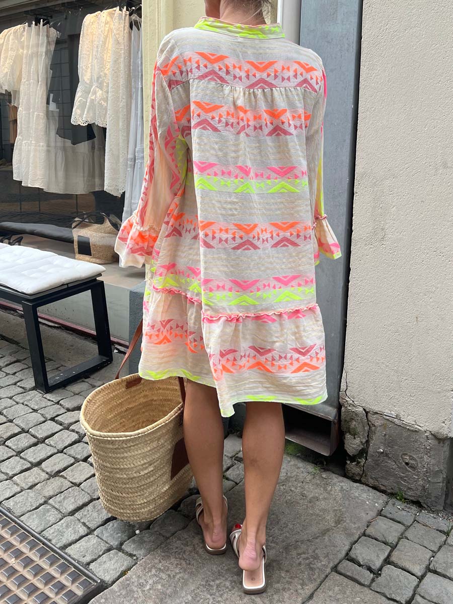 Printed Long Sleeve Loose Dress