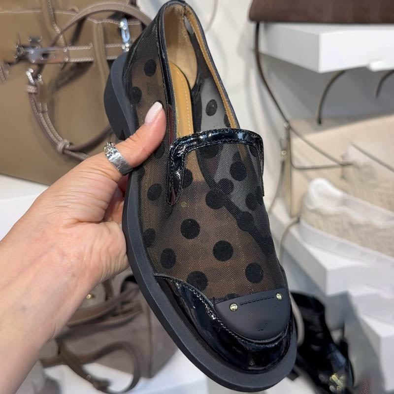 Gauze Breathable One-Step Patent Leather Sandals