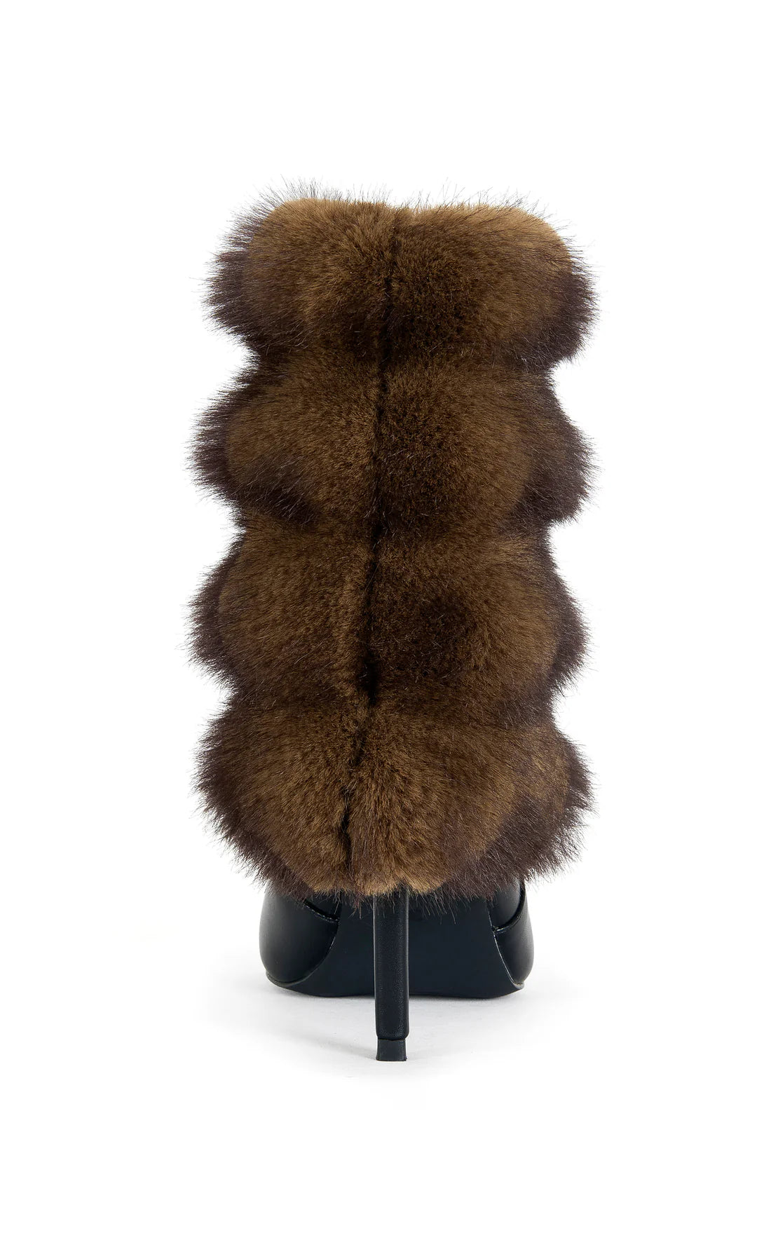 BLACK FAUX FUR STILETTO BOOTIE