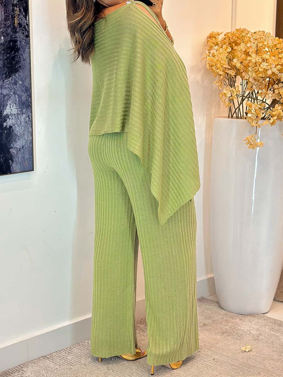 Split Sleeve Knitted Two Pieces Set