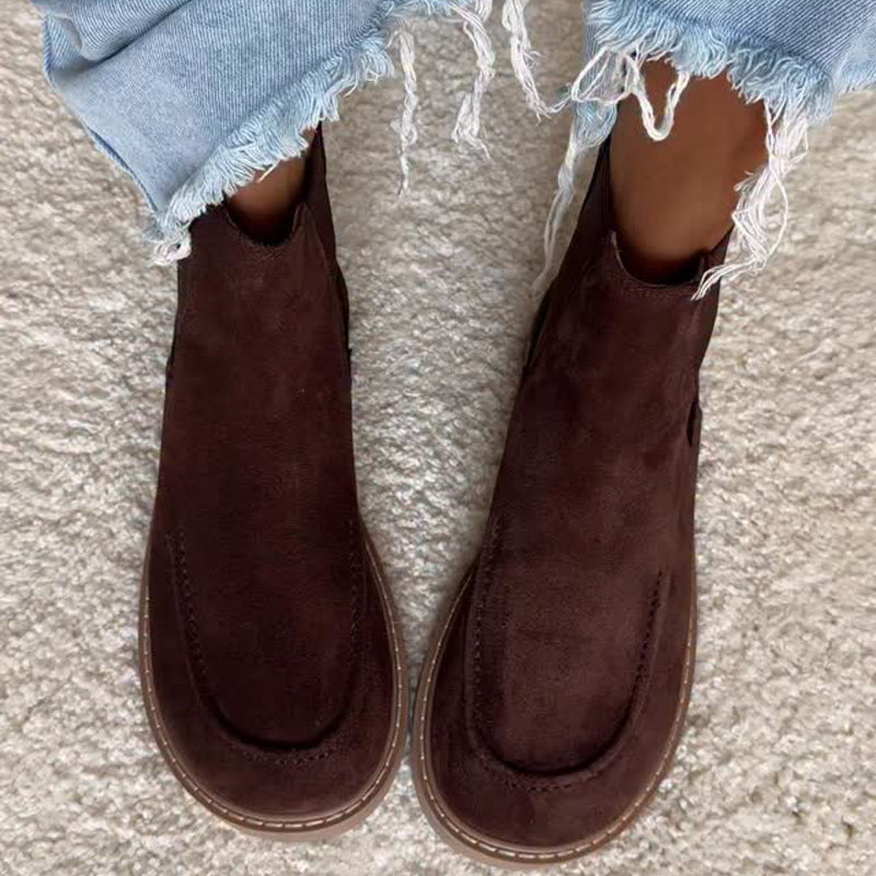 Flat Suede Ankle Boots